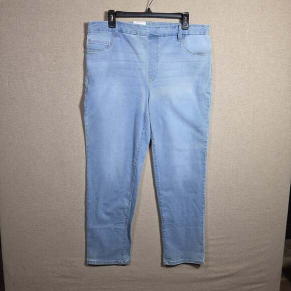 Time And Tru Denim - Time and Tru High Rise Straight Leg Denim Jeggings XL (16-18) stretch light wash
